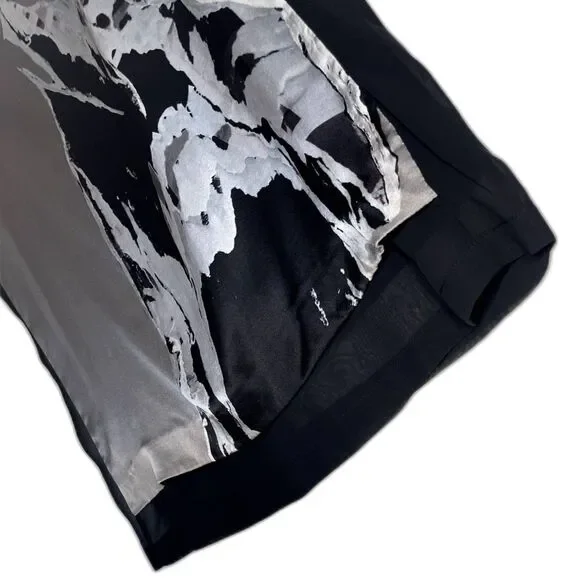 AllSaints Reverso Rip It Up Top / Tunic - Black and Gray Print Size 4 - Picture 3 of 7